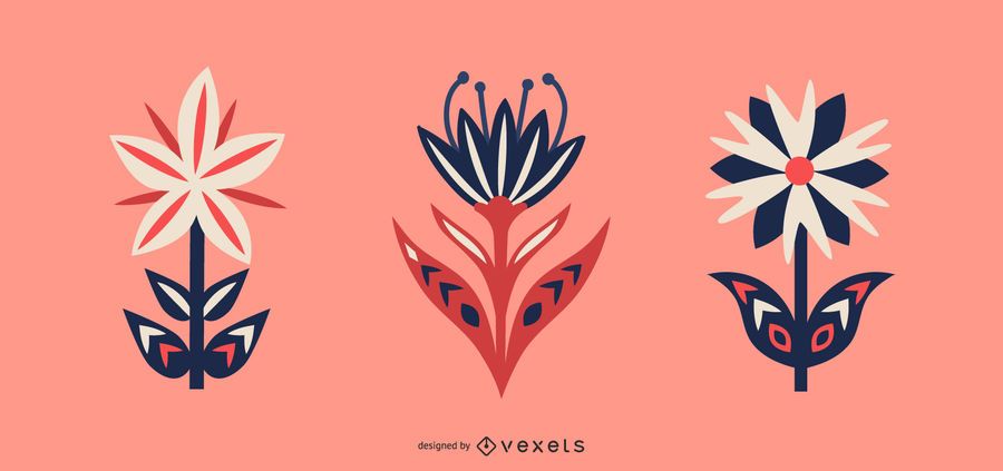 Conjunto de vectores de flores escandinavas Conjunto de vectores de flores escandinavas