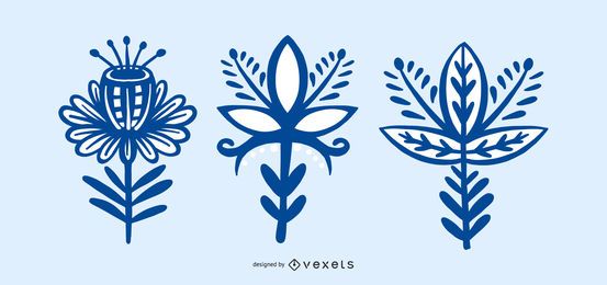 Scandinavian Folk Style Flower Collection Scandinavian Folk Style Flower Collection