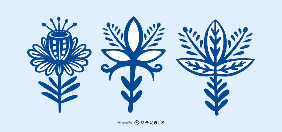 Scandinavian Folk Style Flower Collection Scandinavian Folk Style Flower Collection