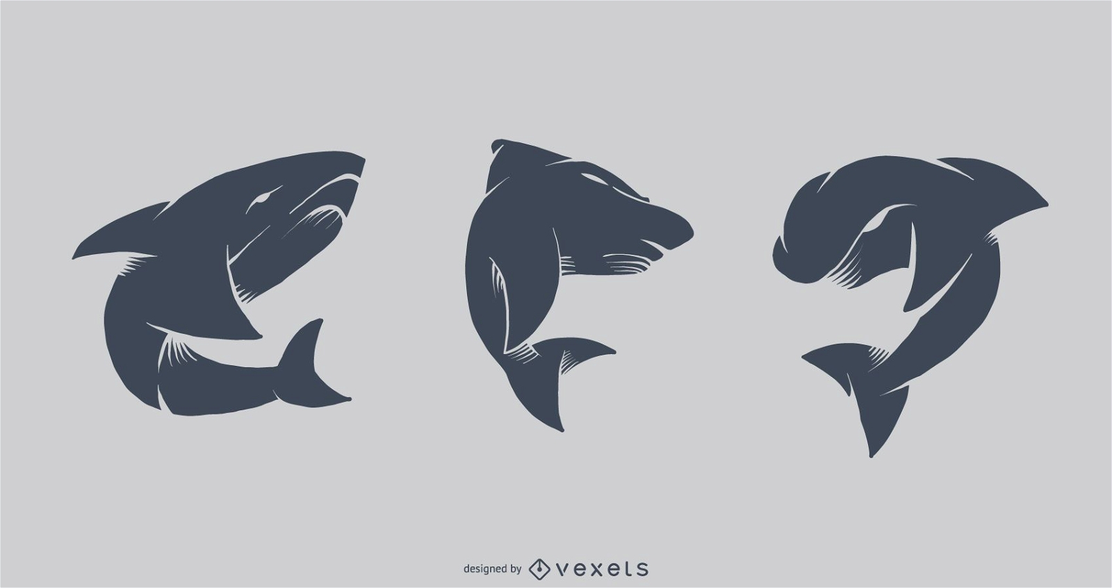 Conjunto de vetores de tatuagem de tubarão
