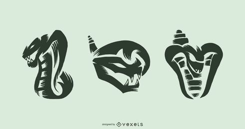 Conjunto de vetores de tatuagem de cobra Conjunto de vetores de tatuagem de cobra