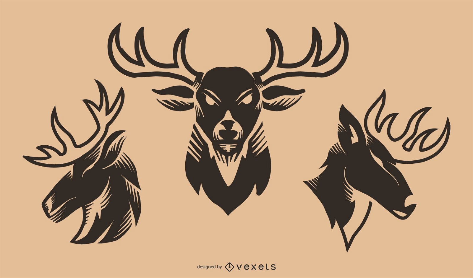 Deer tattoo vector set