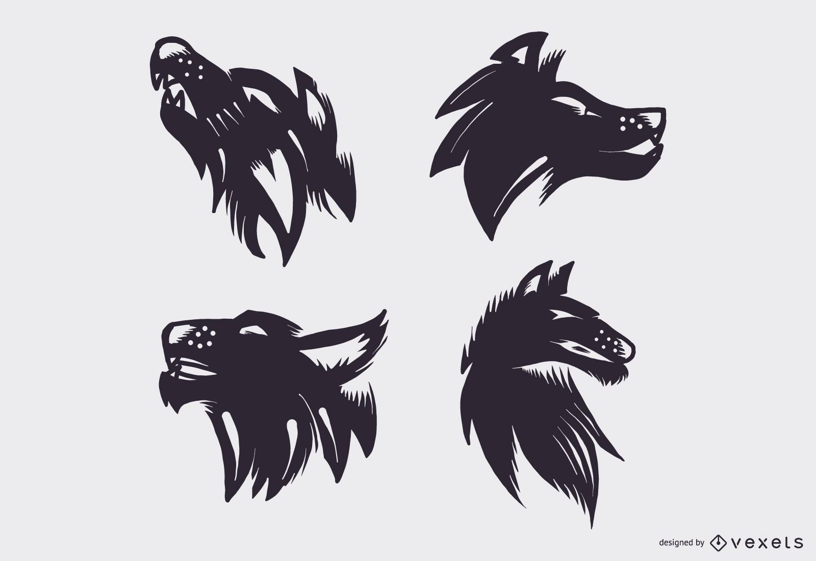 Wolf tattoo vector set