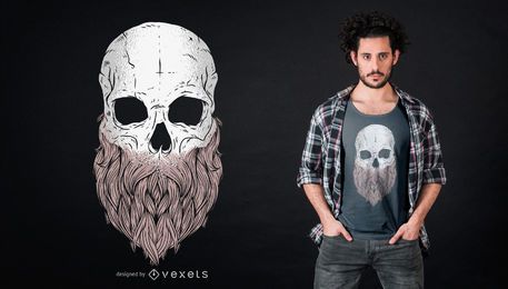 Design de camiseta com crânio barbudo