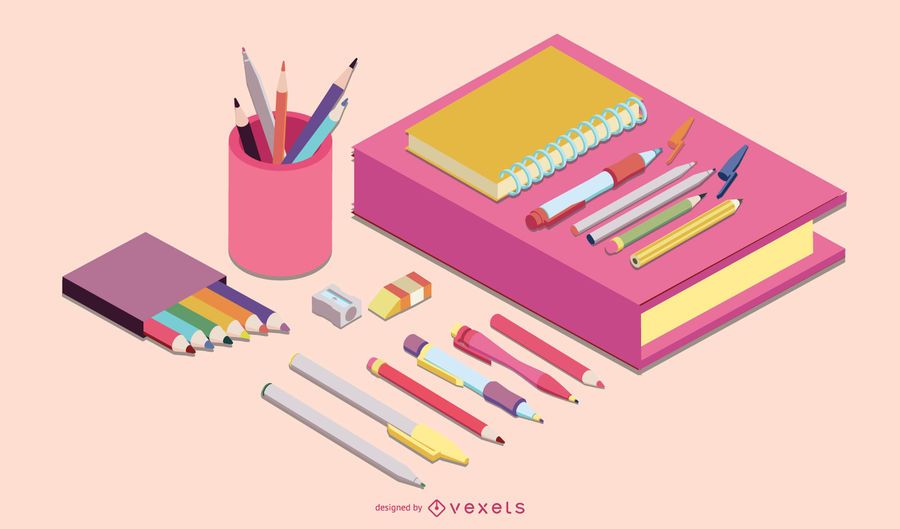 Isometric School Supply Vector Design Isometric School Supply Vector Design