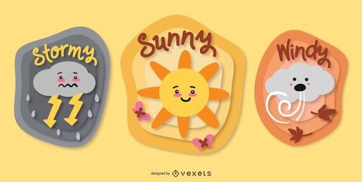 Cute Weather Badge Design Collection