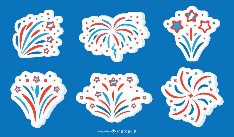 Patriotic Firework Sticker Vector Collection Patriotic Firework Sticker Vector Collection