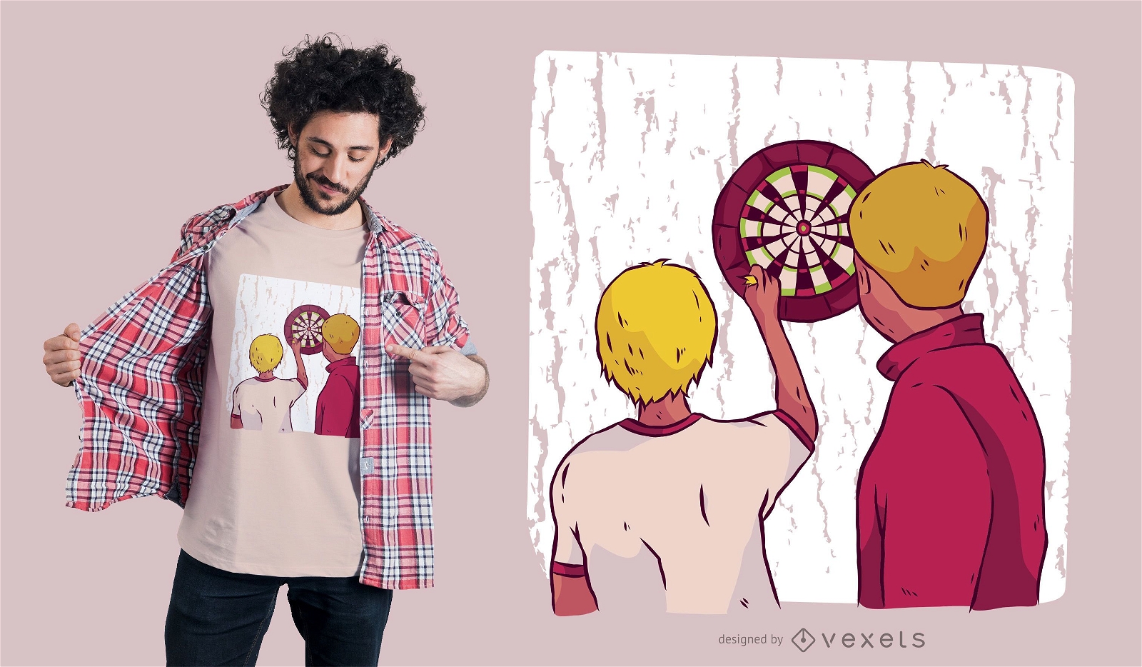 Diseño de camiseta lanzando dardos