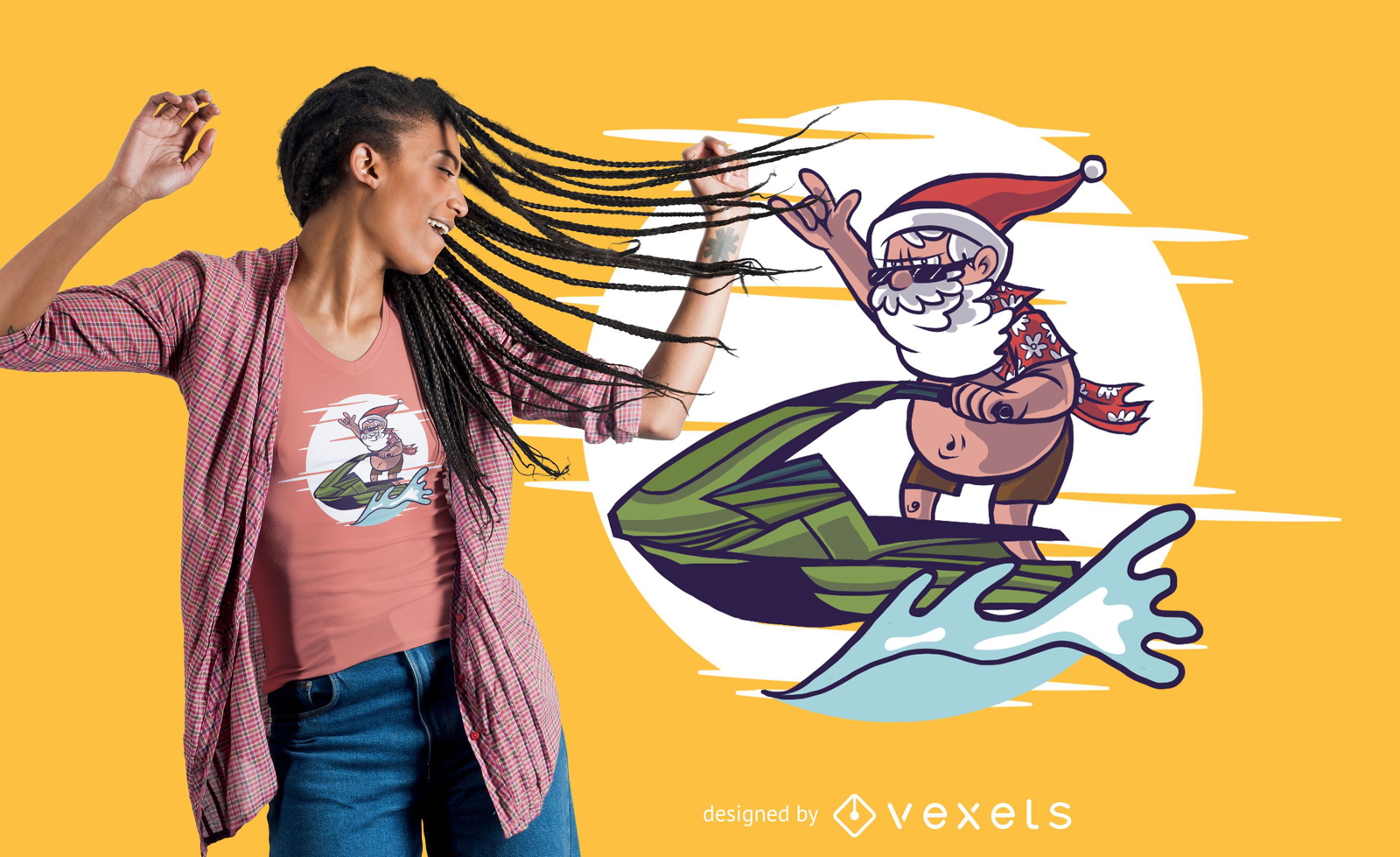 Jet Ski Santa T-Shirt Design