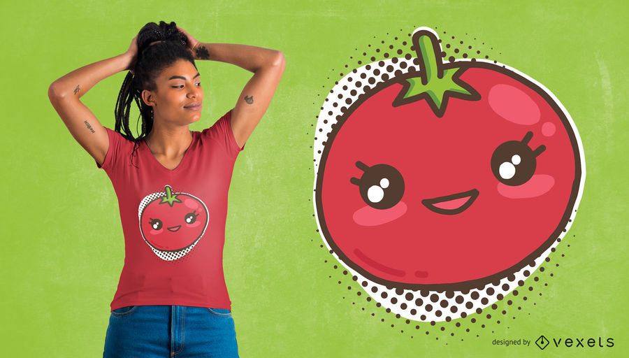 Diseño de camiseta de tomate kawaii. Diseño de camiseta de tomate kawaii.