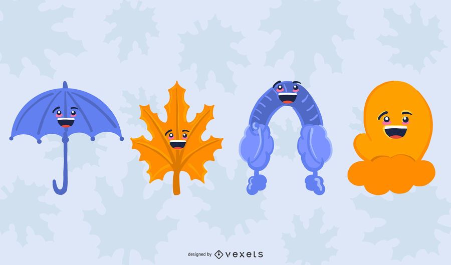 Happy autumn elements set Happy autumn elements set