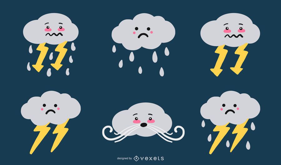 Conjunto de vectores de ilustración linda nube Conjunto de vectores de ilustración linda nube