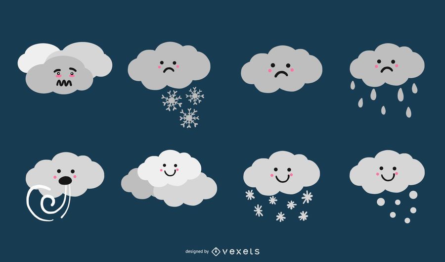 Colección linda del vector de la nube Colección linda del vector de la nube