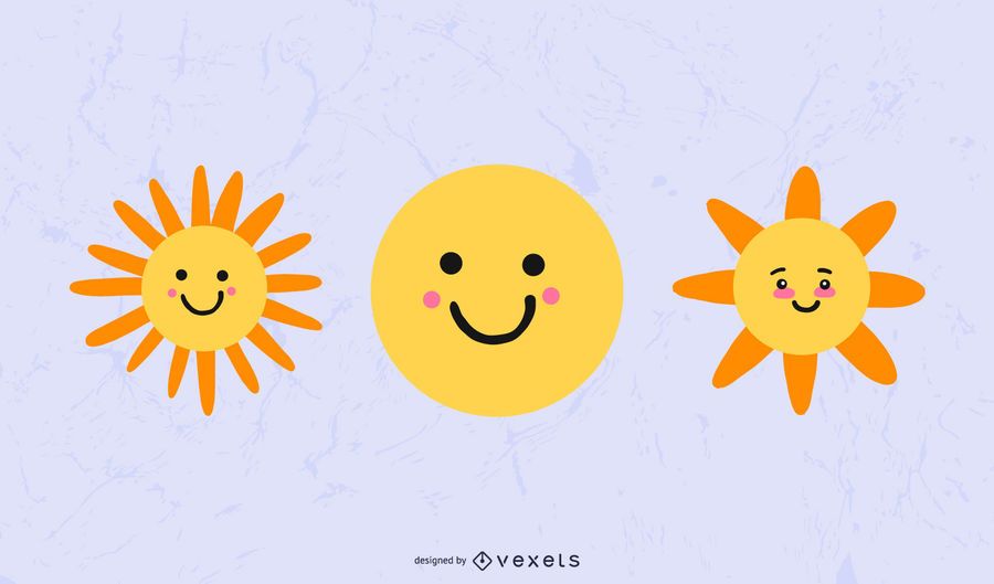 Cute Sun Weather Icon Set Cute Sun Weather Icon Set