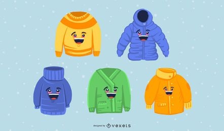 Paquete de vectores de ropa de invierno