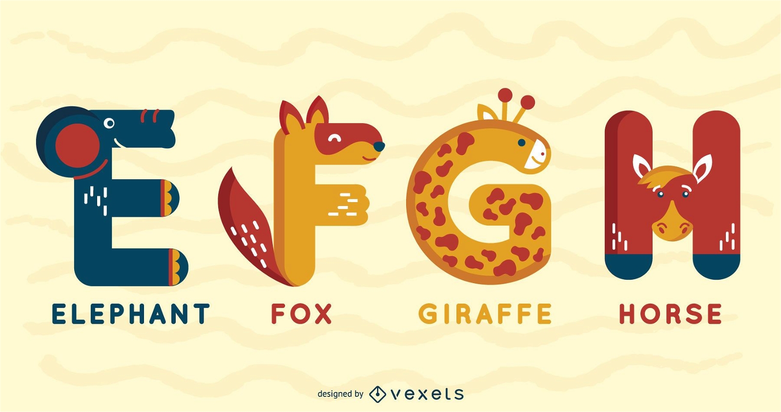 Animal Alphabet Illustrated Pack E F G H