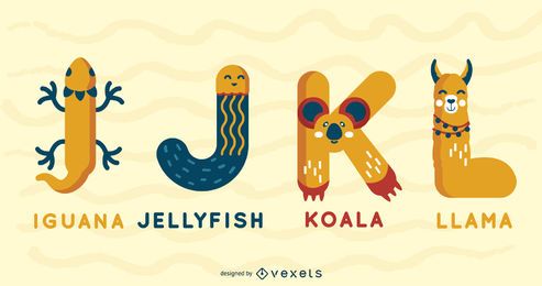 Tieralphabet Illustrated Pack IJKL