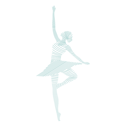 Ballerina ballet dancer skirt posture striped silhouette PNG Design