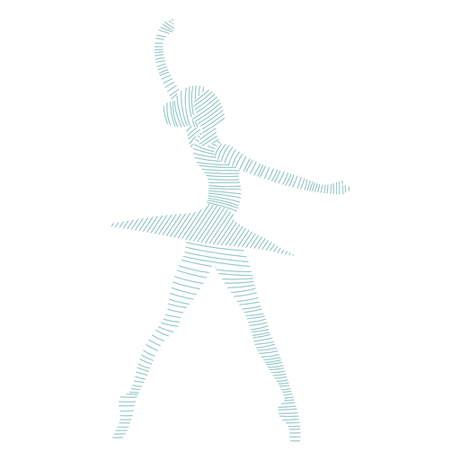 Bailarina de ballet bailarina falda postura silueta a rayas Diseño PNG