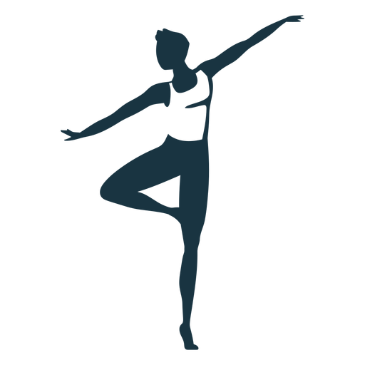 Silueta detallada de la postura de la gracia de la bailarina de ballet