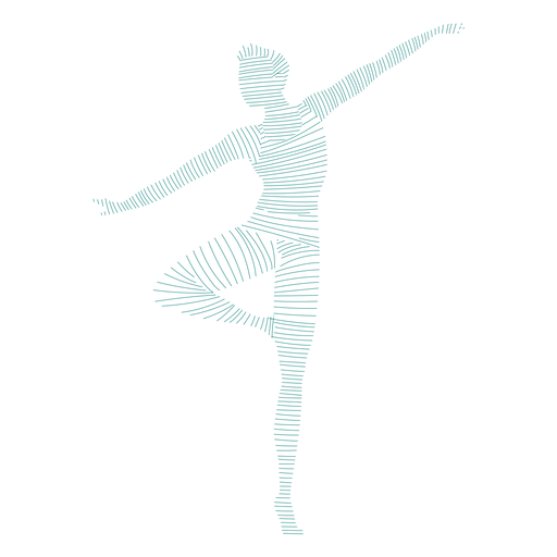 Silhueta listrada dançando balé Desenho PNG