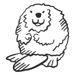 Beaver tail rodent fat doodle PNG Design