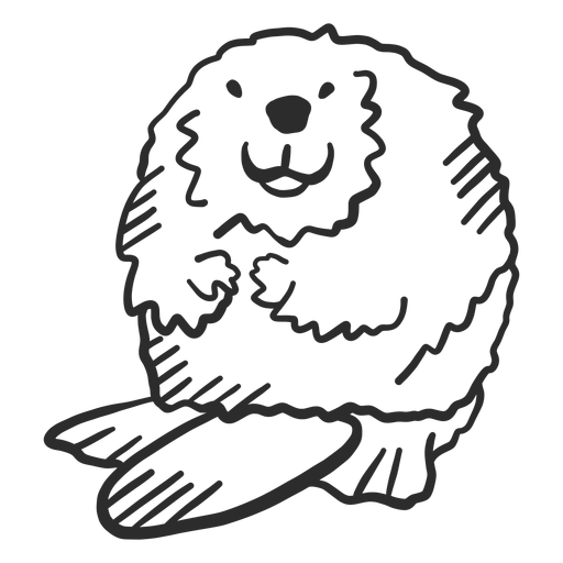 Beaver tail rodent fat doodle PNG Design