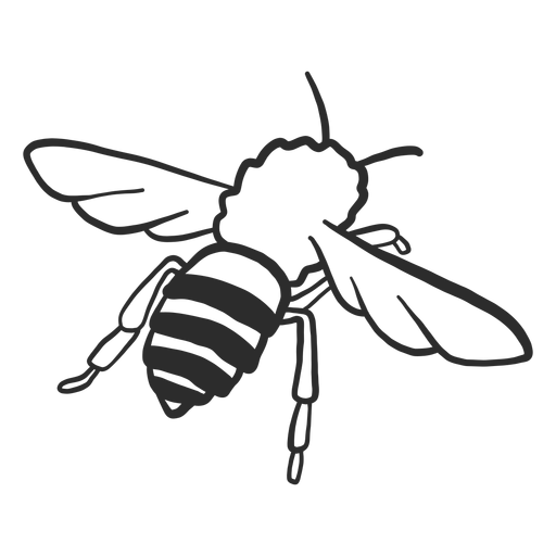 Doodle de raya de ala de avispa de abeja Diseño PNG