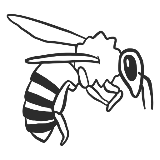 Doodle de raya de avispa de ala de abeja Diseño PNG