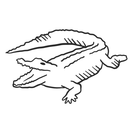Doodle de colmillo de cola de mand?bulas de cocodrilo cocodrilo Diseño PNG