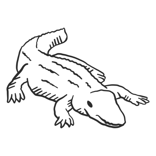 Doodle de cocodrilo cola de cocodrilo Diseño PNG