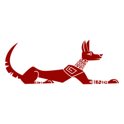 Patrón de oreja de cola de perro silueta detallada Diseño PNG