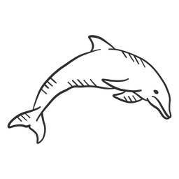 Doodle de cola de natación de aleta de delfín Diseño PNG