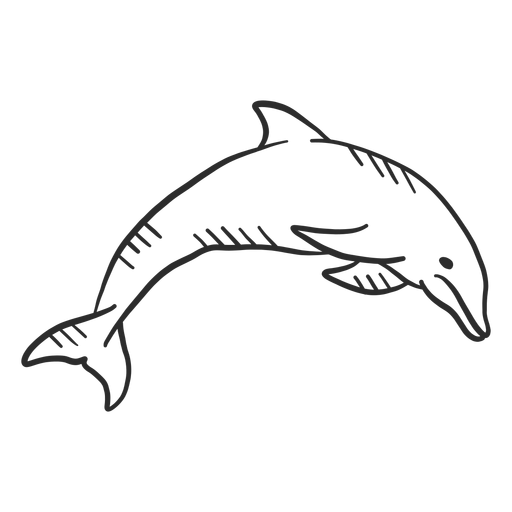 Doodle de cola de natación de aleta de delfín Diseño PNG