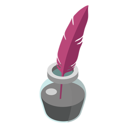 Feather inkpot inkwell flat Transparent PNG