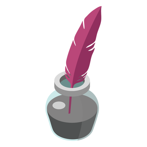 Feather inkpot inkwell flat Desenho PNG