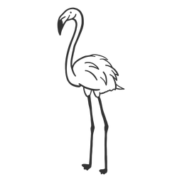 Doodle de pico de pierna de cuello de flamenco Diseño PNG