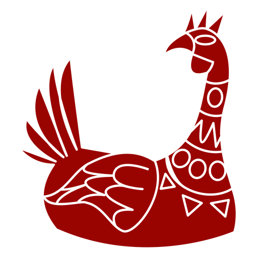 Hen beak feather wing leg crest pattern detailed silhouette
