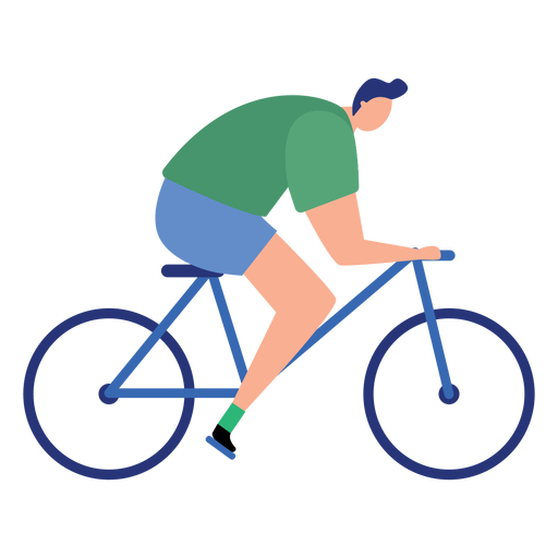 Hombre deportista bicicleta bicicleta plana Diseño PNG