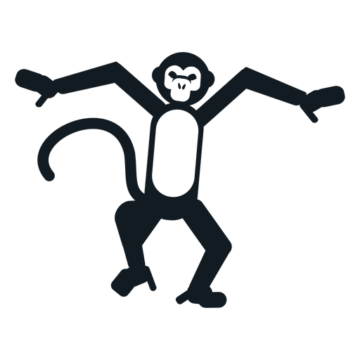 Focinho com cauda de macaco dançando silhueta detalhada Desenho PNG