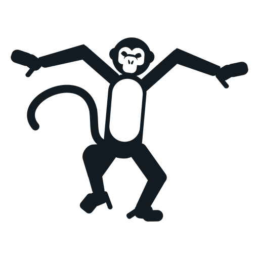 Hocico de cola de pata de mono bailando silueta detallada Diseño PNG