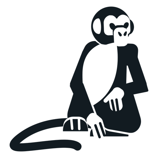 Perna de macaco cauda focinho sentado silhueta detalhada Desenho PNG