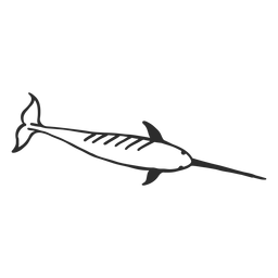 Narwhal flipper tail tusk doodle PNG Design