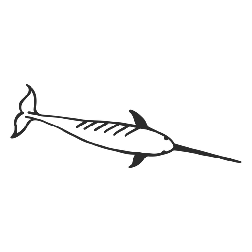 Narwhal flipper tail tusk doodle PNG Design