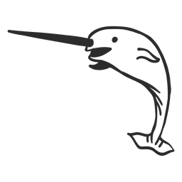 Doodle de aleta de colmillo de cola de narval Diseño PNG