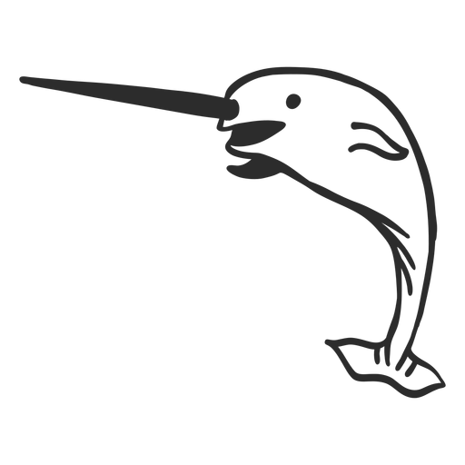 Narwhal tail tusk flipper doodle PNG Design
