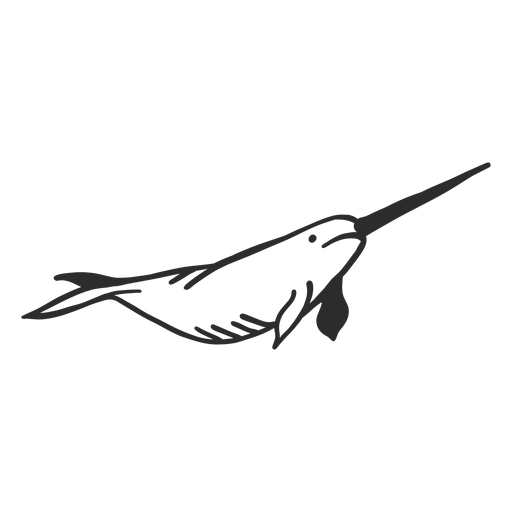 Narwhal tusk flipper tail doodle PNG Design