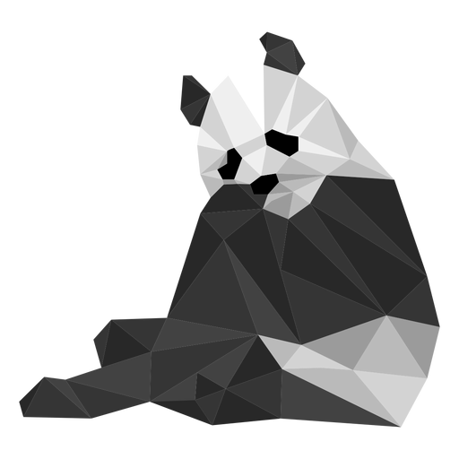 Panda sentado oreja boca bozal grasa baja poli Diseño PNG