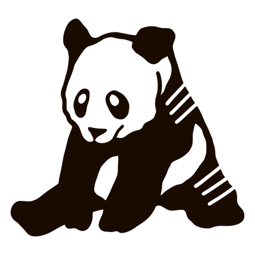 Panda sentado punto oreja bozal grasa garabato Diseño PNG