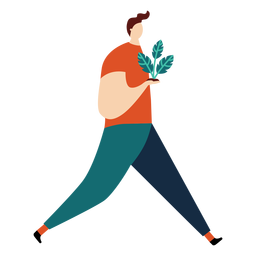 Plant man leaf fringe flat PNG Design